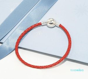 Bracelet à charme en cuir tressé Red Boîte de boîte originale pour 925 Bijoux de concepteur de luxe en argent sterling Bracelets pour hommes 7868136