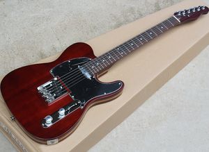 Rode bruine elektrische gitaar met aslichaam, palissander fretboard, zwarte pickguard, kan worden aangepast als aanvraag