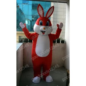 Red Bunny Rabbit Mascot Costuums Kerstcartoon Karakter Outfit Pak Karakter Carnaval Xmas Halloween Volwassenen Maat Verjaardagsfeestje Outdoor Outfit
