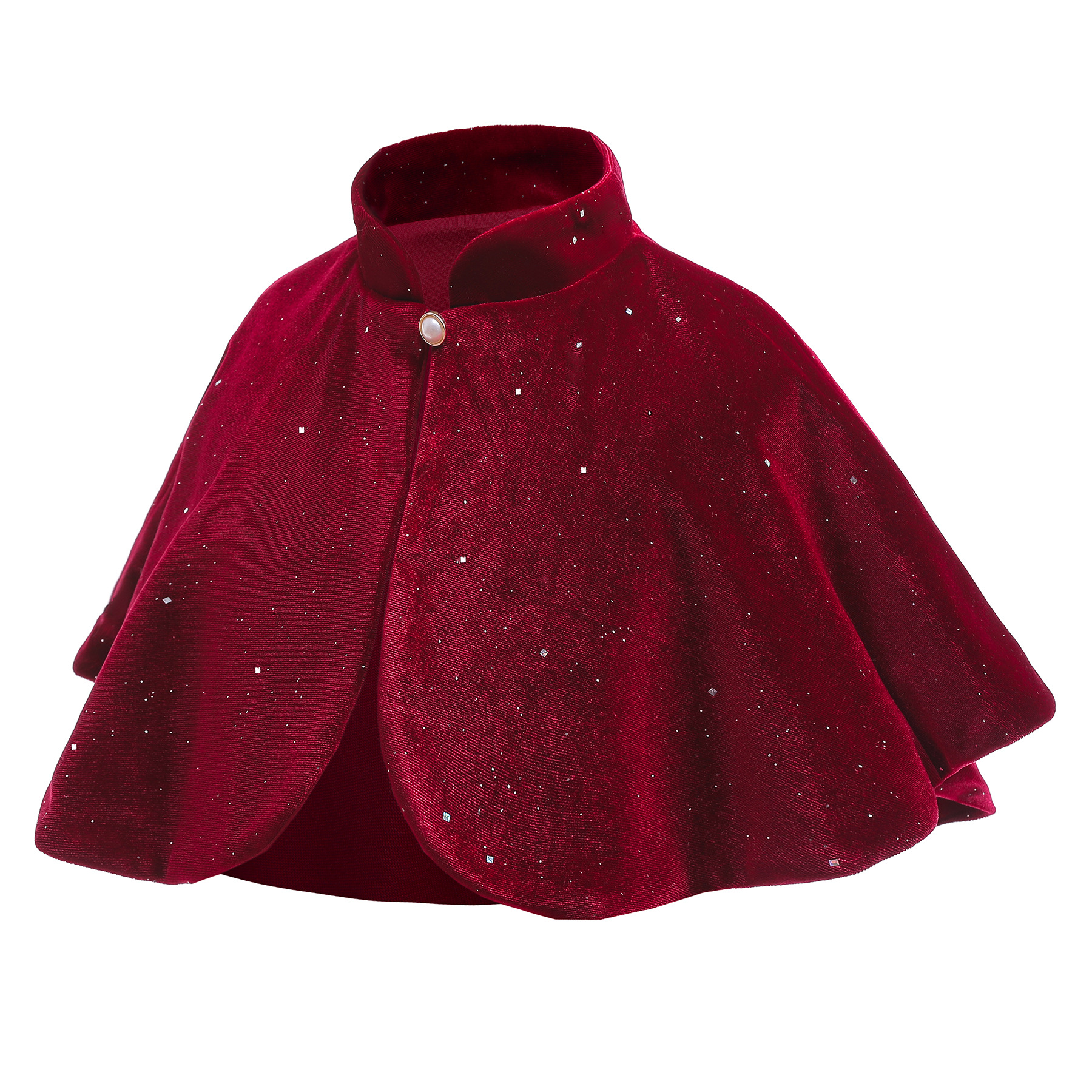 Chal de fiesta de la capa roja para niñas de flores princesa terciopelo sin mangas bling bling abrigo