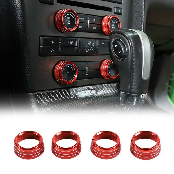 Couvercle de garniture d'anneau de bouton de commutation de climatisation de voiture rouge, accessoires d'intérieur automobile pour Ford Mustang 2011 – 2014