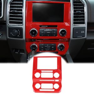 Cubierta de decoración de panel de navegación de control central de coche rojo para Ford F150 15+ Accesorios de interior de automóvil