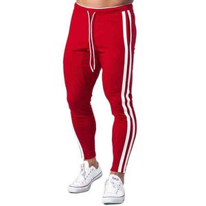 Pantalon décontracté rouge hommes coton Slim Joggers pantalons de survêtement automne pantalon d'entraînement mâle Gym Fitness bas course sport survêtement G220713