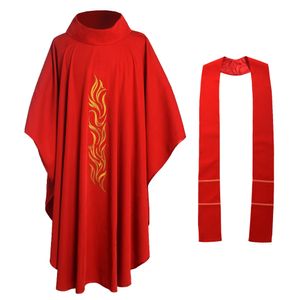 Rode Katholieke Kerk Chasuble Religion Costuums Heilige formele geestelijken geborduurde priester gewaad Wevelen Outfit