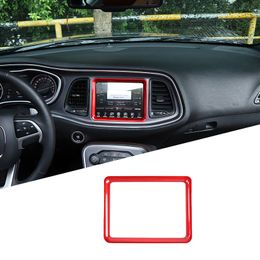 Garniture de décoration de cadre de Navigation de Consoles centrales rouges pour Dodge Challenger 2015 UP ABS accessoires d'intérieur de voiture