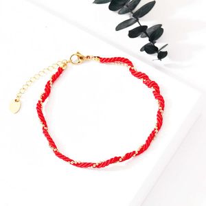 Rode ketting damesring katoenen touw Chinese stijl sieraden
