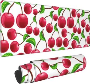 Tapis de souris cerises rouges grand tapis de souris de jeu rectangulaire pour ordinateur portable bureau 11.8 X 31.5 pouces accessoires Kawaii