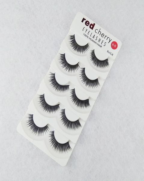 Red Cherry 5 paires faux cils 18 styles noirs croix en désordre naturel long faux cils de beauté maquillage de beauté de haute qualité8934189