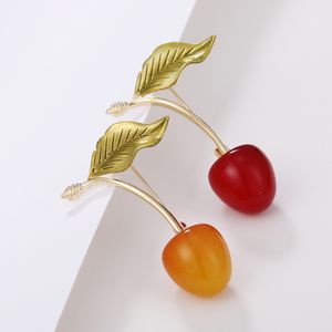 Rode kersenbroches voor vrouwen email kersen fruit bruiloften casual feest broche pins geschenken