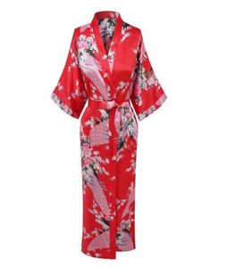 Red Chinese Femmes Silk Robe Robe Robe Bridemaids Sexy Wedding Nightgown Kimono Bathrobe Taille S M L XL XXL XXXL A1083879261