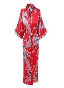 Rode Chinese vrouwen Silk Rayon Robe Dress Bidemachs Sexy Wedding Nighthad Kimono Bathrobe Maat S M L XL XXL XXXL A1083623607