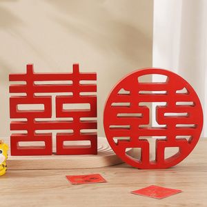 Mot chinois rouge Double bonheur bénédiction modèle bois artisanat pour mariage Festival articles d'ameublement décoration