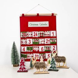 Red Christmas Advent Kalender Wall Hangende kerst ornament afdrukken Candy Tas Count Down Down Admission Gift Bags Home Decoratie 1123