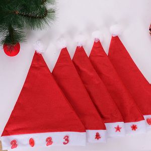 Rode kerstmuts met licht niet-geweven kerstman hoeden volwassen kinderen Xmas feest cosplay cap kerstdecoratie caps th0335