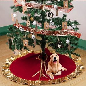 Rode kerstboom rok Xmas vloer Kerstmis tapijt Merry Christmas Tree Decor ornament Nieuwjaar 2022 Navidad Home Decor