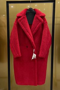 Manteaux en laine Teddy XLong MAX pour femmes, parkas surdimensionnées en alpaga, rouge de noël