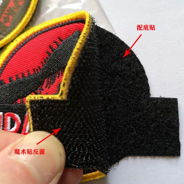 Red Color Jurassic Park Dinosaures Patches de broderie Custom Stripes Vêtements Punk Stickers Hookloop Badges militaires Appliques