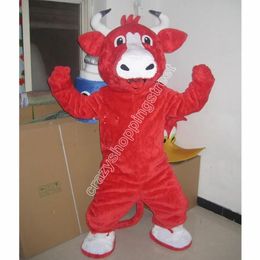 Костюм талисмана красной коровы Высокое качество, наряды с героями мультфильмов, рождественские карнавальные костюмы, костюмы для взрослых, размер, наряд для дня рождения, уличный наряд