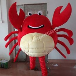 Costume de mascotte de crabe rouge Accessoires de performance d'Halloween Couverture de tête en peluche Tenue rouge et bleue