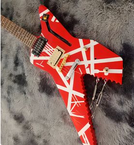 Guitare électrique rayée série Red Crum Shark, avec micro zèbre ouvert, touche en érable, modèle 5150, 258