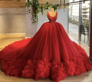 rode kristal lovertjes mouwloze quinceanera prom jurken liefje 3d bloemen baljurken ruches corset sweet 15 vestidos de anos