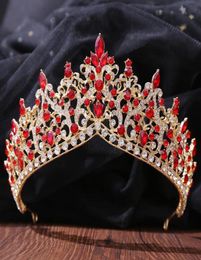 Red Crystals Headpieces Wedding Accessoires Barokke kronen Silver kralen bruids tiaras Rhinestones hoofdstukken voor Quinceanera Cro7775072