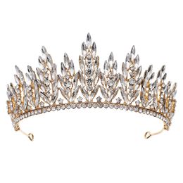 Rode kristallen hoofddeksels bruiloft accessoires barokke kronen zilveren kralen bruids tiaras steentjes hoofdstukken voor kroon