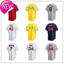 Rode aangepaste jersey 7 Masataka Yoshida 8 Carl Yastrzemski 41 Chris Sale 28 Martinez 45 Pedro Martinez 10 Trevor Story 57 Joely Rodriguez honkbalshirts