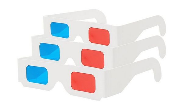 Rojo Cian Azul Tarjeta de papel Anaglifo Gafas 3D Blanco Sin DHL