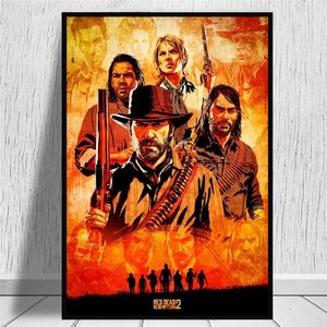 Red Dead Redemption 2 Game Canvas Poster Wall Art Print Painting Wallpaper Cuadro de pared decorativo para sala de estar