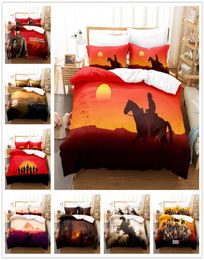 Tema de la redención de Dead Red Dead Conjuntos de ropa de cama 3D de la piel Cubierta nórdica de tela cepillada para la piel para adultos y niños General Q5612109