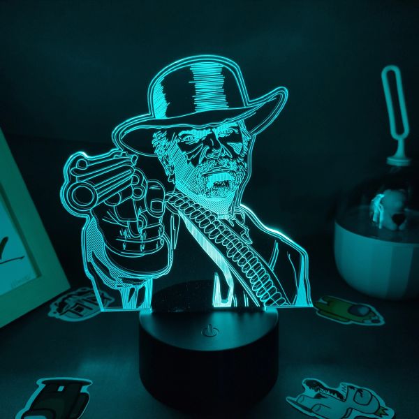 Red Dead Redemptions 2 Game Figure Arthur Morgan Lamp LED RGB Night Light Cool Gift Friend Gaming Room Table Colorful Decoration