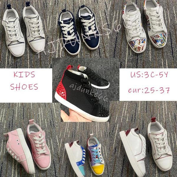 Red Designer New Kids Bottoms Bottoms Casual Shoes Loafere Rivets Low Stuaded Kid Designers Choot Children Fashion Bottomes Trainers Eur 28-35