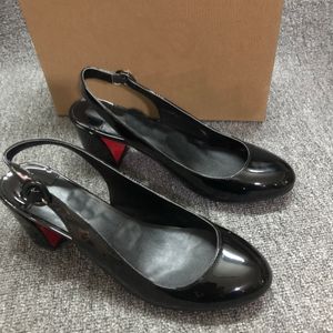 Diseñador rojo SO Jane Sling Sandals Zapatos Patente de cuero de ternero 55cm Tacos de altura Vestido de fiesta Boda Slingback Sandalias Sandalias EU35-43 con bolsa de polvo de caja