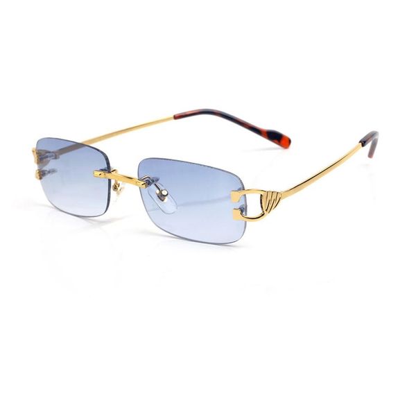 Lunettes de soleil de designer rouge sans monture Vert Gris Bleu Lunettes hommes et femmes mode métal cadre rectangulaire mode carti luxe eyewear308I