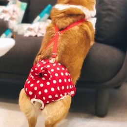 Red Dots Pet Dog Panties Strap Sanitary Réglable Medium Small Underwear Pantalons physiologiques Pant