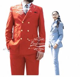 Rouge Double boutonnage complet hommes costume ensemble mariage marié sur mesure veste pantalon Slim Fit 2 pièces fête bal Blazer pantalon tenue A1KP #