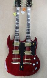 Rode DoubleCleCecked Electric Guitar met zwarte pick -up Gold Hardware en Pickup 12String 6String High Quality Personaliseerde Ser6386776