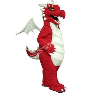 Costume de mascotte Dragon rouge carnaval unisexe adultes tenue adultes taille fête d'anniversaire de noël en plein air habiller accessoires de déguisement