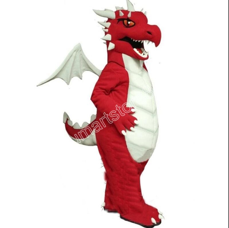 Red Dragon Mascot Costume Carnival Unisex Adults Outfit Adults Size Xmas Birthday Party Outdoor Dress Up Costume Props