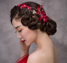 Rode emulatie haarspeld clip clip trouwjurk hoofddeksels accessoires