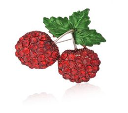 Broches de cerise en émail rouge pour femmes strass Fruits de cerise fête mariages Banquet broches Lover039s nouvel an 039s cadeaux 4154772