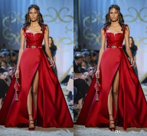 Rode avondjurken spaghetti een lijnkant split prom dress formele feestjurken speciale gelegenheid jurk