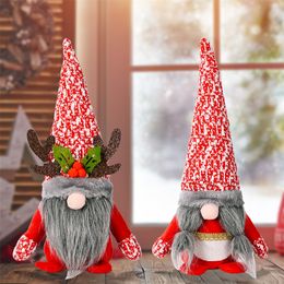 Poupée Rudolph sans visage rouge Joyeux Noël Party Favor Chapeau de flocon de neige Nouveaux Gnomes Santa Whisker Elf Peluche Table Festival Décoration 11 2hb Q2