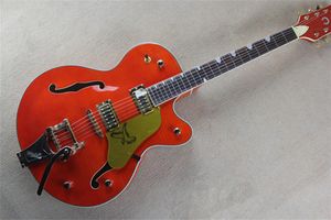 Red Falcon Jazz Guitarra eléctrica G 6120 Mplae Cuerpo semi hueco Diapasón de palisandro Hardware dorado Doble F Agujeros Bigs Puente trémolo Se puede personalizar