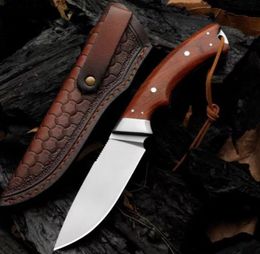 Couteau à lame fixe droite Falcon rouge D2 lame manche en bois de santal rouge poche tactique chasse pêche EDC outil de survie couteaux a4137