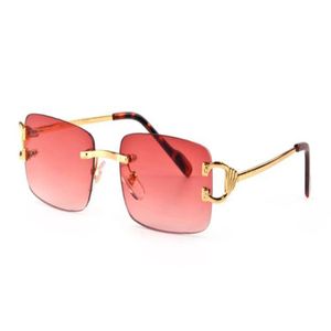 Lunettes de soleil de sport de mode rouge pour hommes unisexe lunettes de corne de buffle hommes femmes lunettes de soleil sans monture argent or monture en métal eyewear255b