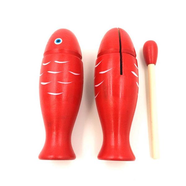 Bloc de tonalité en forme de poisson rouge Percussion Instruments de musique en bois créatifs Enfants Maternelle Dessin animé Aides pédagogiques Jouets en gros