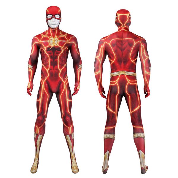 Flash rouge Barry Cosplay Allen Costume impression 3D Flash Cosplay Point Costume rouge Zentai combinaison avec masque pour hommes adultes
