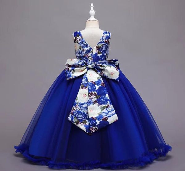 Vestidos de niña de flores rojas para bodas Vestido de primera comunión de bautismo de princesa con manga casquillo para niños Vestidos de desfile para niños pequeños con apliques6607592